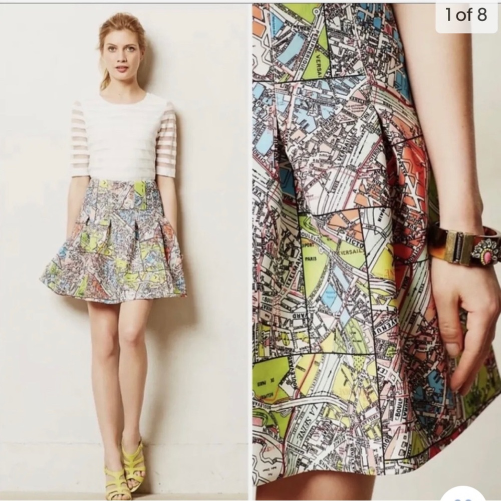 Anthropologie high waisted Paris map skirt by Maeve, size 2